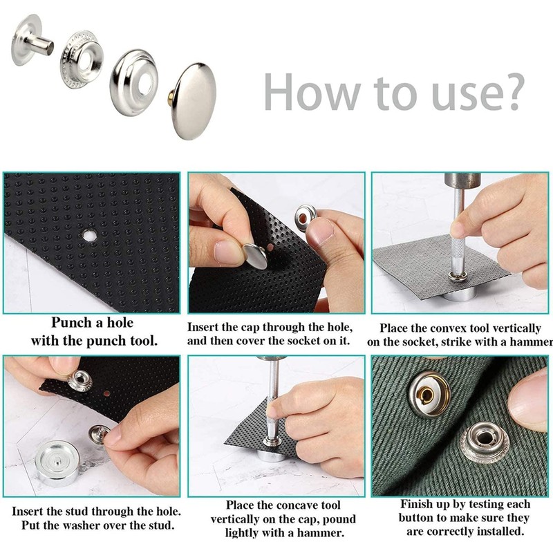 240 x Snap Fastener Kit, BetterJonny 15 mm Heavy Duty