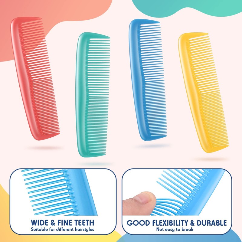 4 Pieces Hair Combs Plastic Pocket Combs Fine and Standard