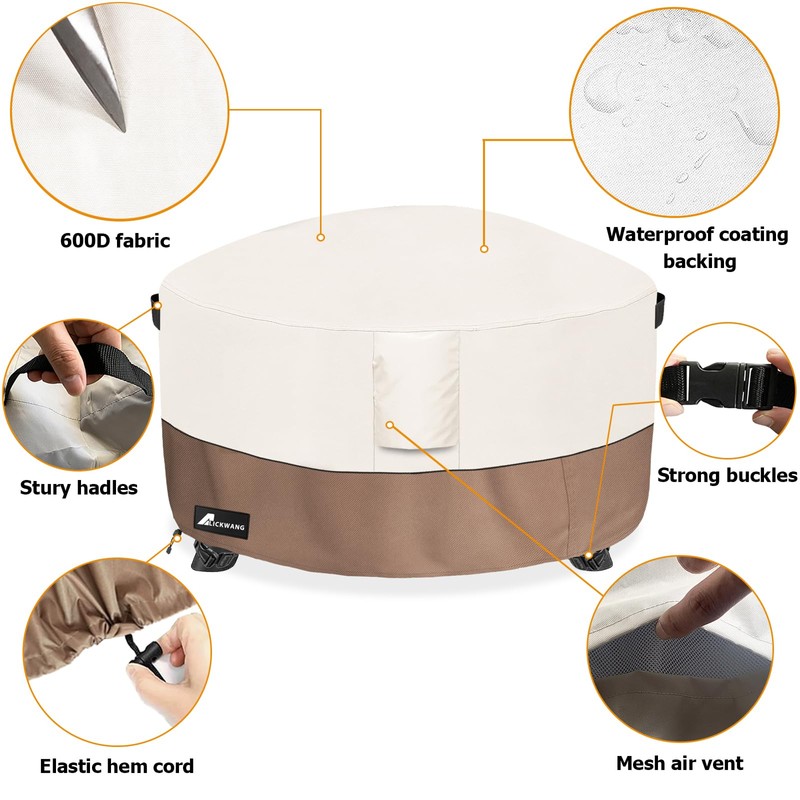 Alickwang Fire Pit Cover Round 50 Inch Waterproof,Outdoor Heavy Duty