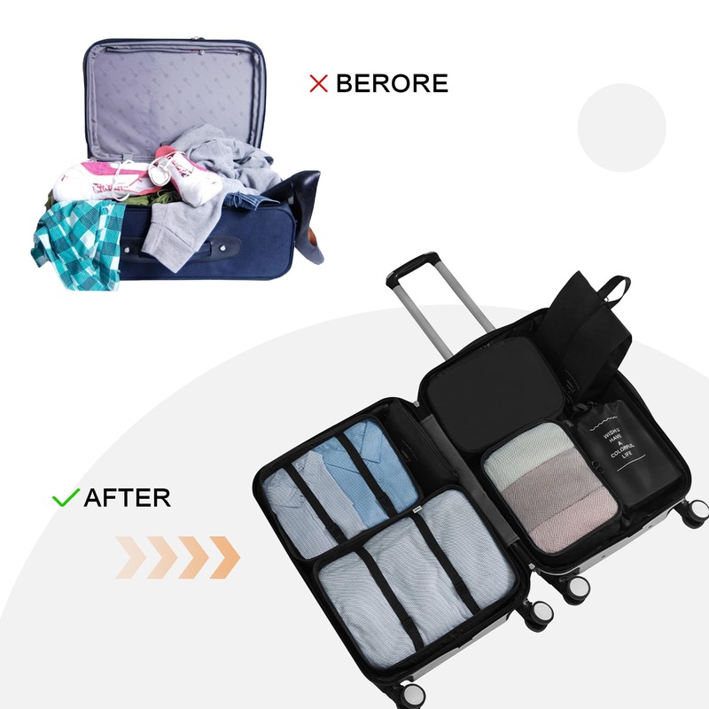 Vercord 8 Set Travel Packing Cubes Luggage Organizers Cubes for