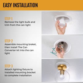The Can Converter - R1, Recessed Can Light Conversion Kit, for Ceiling Light Fixture, Recessed Lighting, Pendant Light, Hanging Light, for Home Improvement, with 8¼ Beveled Medallion, Brushed Brass
