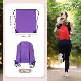 PATIKIL Drawstring Backpack Bags, 2 Pack Sports Cinch Sack Draw String Bag for Sports Gym Yoga Travel Swimming Beach, Purple