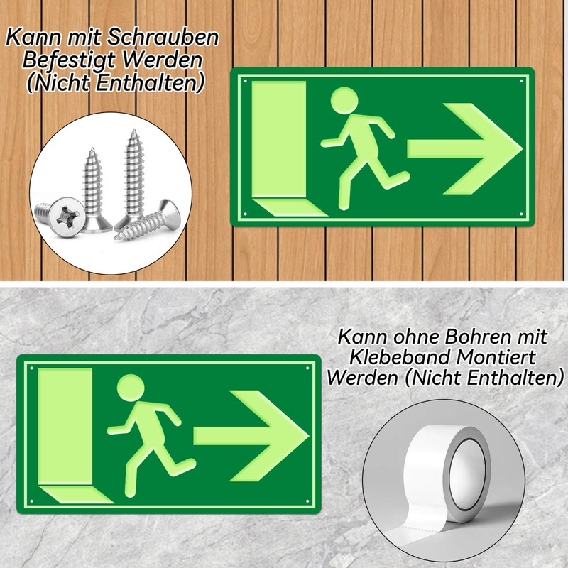 Emergency Exit Sign, Afterglow, Pack of 3 Emergency Exit Sign,