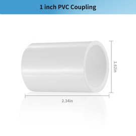 LESSO 10 Pack 1" PVC Coupling, 2 Way 1 inch PVC Pipe Fittings Furniture Grade, Heavy Duty Slip Connector for DIY Furniture, Greenhouse, Shed Building, SCH40 White