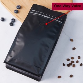 Obsoorth Air tight Coffee Bags with One Way Valve Resealable Aluminum Foil Stand up Smell Proof 25 Pieces lb Ziplock Coffee Bean Storage Pouches for Home and Store, Matte Black