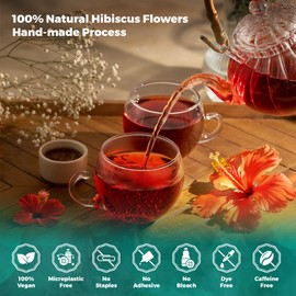 Lavitali, Hibiscus Tea Bags | 60 bags, 100% Pure Herbal Tea | Caffeine-Free, Antioxidant-Rich, Eco-Friendly Filter Bags | Daily Natural Botanical, Hot or Iced Floral Infusion