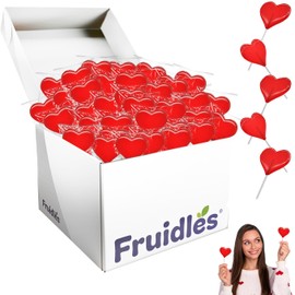 Fruidles Valentine's Red Heart Shaped Hard Candy Lollipop Suckers, Individually Wrapped, 12g Lollipop (30 Pounds (Bulk))