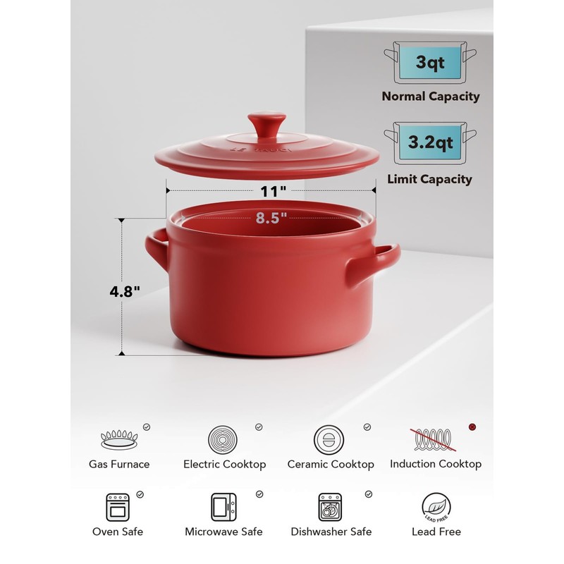 LE TAUCI 3 qt Ceramic Dutch Oven for Bread Baking