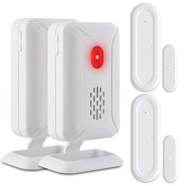 USUPERINK Wireless Door Open Chime, Contact Sensor Doorbell with 36 Chime Tunes/4 Volume Levels/LED Flashing Light, 2 Magnetic Door Alarm Sensor, 2 Receiver Battery Operated