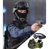 Yzpacc Airsoft Mask with Goggles, Foldable Half Face Airsoft Mesh