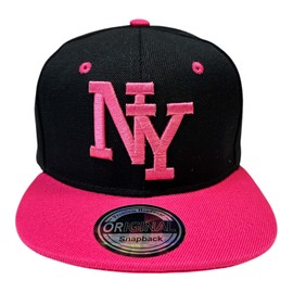 Jeamis Kids NY USA Children's Snapback Baseball Cap Cap Unisex Trucker Starter Baseball Cap Hat Hawaii Summer Cult for Boys and Girls, NY Black Pink, Unit size