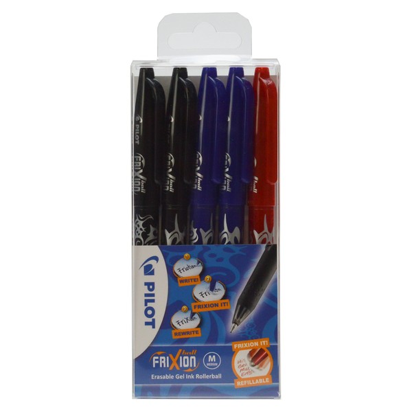 Pilot Frixion Erasable Rollerball Pen - Black Pack of 6