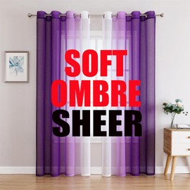 G2000 Sheer Curtains & Drapes 84 Inches Long Purple and White Ombre Curtains for Bedroom Living Room Window Curtains Light Filtering Curtains Grommet Curtains for Patio Sliding Glass Door 2 Panels Set