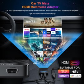 Car TV Mate 2024 Built-in Wireless CarPlay Adapter, Fire TV Stick Converter for Car Plug & Play, Stable Fast, No Latency, HDMl Multimedia Adapter with Factory Wired CarPlay and Most Streaming (Black)