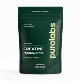 Purolabs Creatine Monohydrate Powder 300g | Unflavoured 100% Pure Micronised Creatine | Supports Muscle Growth, Recovery & Strength Performance | 60 Servings