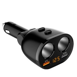 URVOLAX Four in one car charger, two cigar charging sockets and two USB sockets
