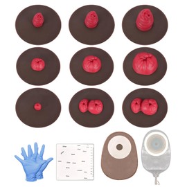 MedEduQuest Sticky Ostomy Simulators, Stoma Training Model Set, Multi-Skin Tone Ostomy Care Practice Models for Medical Training and Patient Education - Dark