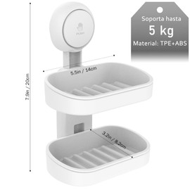 ZUGAEJA Jaboneras para Baño,Jabonera de Pared, Porta Jabon de Baño, Jabonera para Regadera, No Requiere Taladrar, Tipo Ventosa, con Bandeja Extraíble, Adecuada para Cocina, Lavabo (Doble Capa)