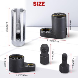 DASBET 5PCS O2 Oxygen Sensor Socket | Automotive O2 Sensor Socket Offset Wrench Remover Tool and Thread Chaser Set for Removing and Installing Oxygen Sensors Hex Vacuum Switches (Red)