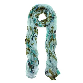 TrendsBlue Elegant Abstract Cherry Blossom Sakura Floral Scarf Wrap, Green
