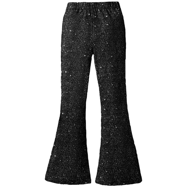 WDIRARA Girl's Glitter Elastic Waist Flare Bell Bottom Party Stretch