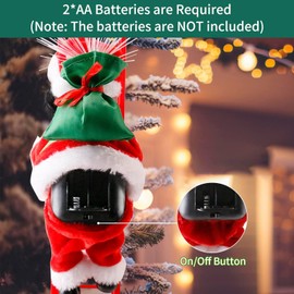 NICEYEA Electric Santa Climbing Ladder Climbing Up and Down with Music Christmas Tree Hanging Decoration Holiday Party Home Ornament Xmas Gift