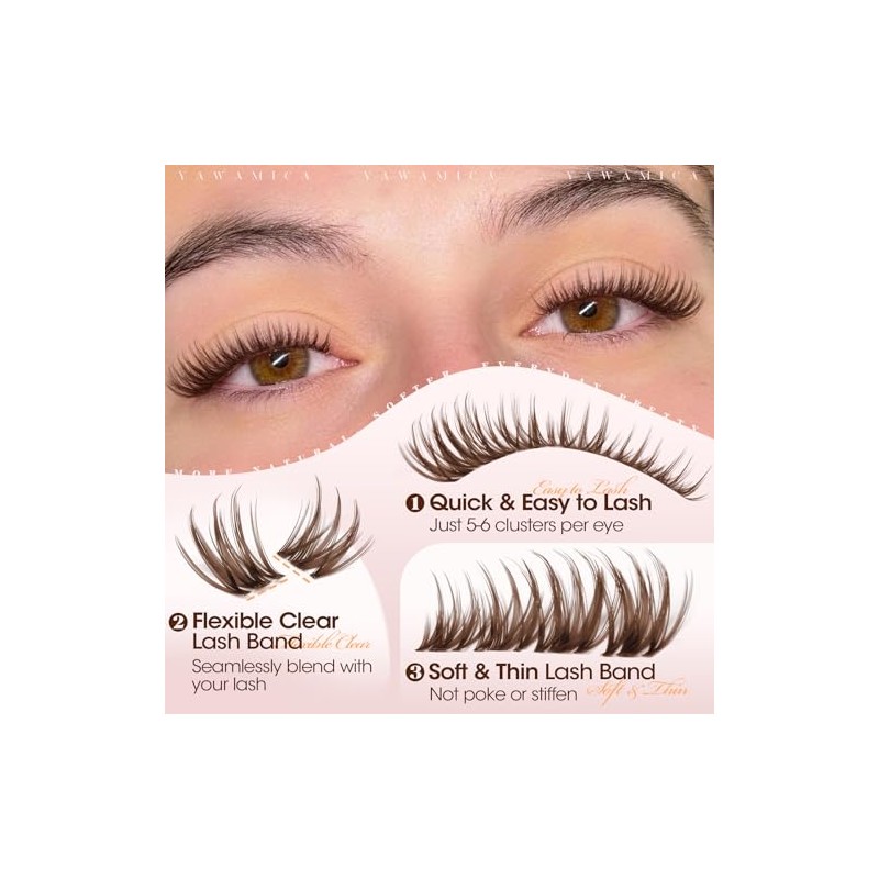 Brown Lash Clusters Natural Eyelash Clusters Soft Wispy Dark Brown