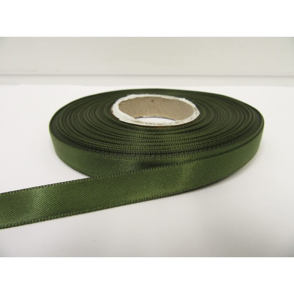 2 metres x 10mm Satin Ribbon Olive Dark Green Double