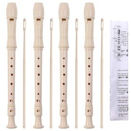 SANNIX 4 Pack Recorder Instrument, 8 Hole German Style Soprano Recorder for Beginner, Recorder With Cleaning Rod, School Student Music Instrument (Ivory)