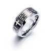 Fashion Month Mens 8mm Black Silver Tungsten Carbide Ring English