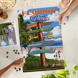 Daytona Beach, Florida, Destinations Sign (1000 Piece Puzzle, Challenging Jigsaw Puzzle for Adults, Made in USA)
