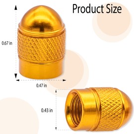 MEAJOO 12PCS Bullet Style Tire Valve Stem Caps, Wheels Tire Air Caps, Corrosion Resistant Leak-Proof, Universal Tire Valve Stem Covers for Cars, SUV, Trucks, Bikes, Motorcycles, Bicycles(Gold)