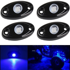 VIVIPART Blue LED Rock Lights, Waterproof 4 Pods Neon Underglow Kit Dome Exterior Wheel Lights for Jeep ATV RZR UTV SUV Off-Road Glow Trail Rig Fender Lamp