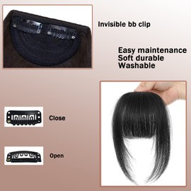 BEIERMU Bangs Hair Clip - French Bangs, Hair Extensions & Air Bangs for Women (Black)