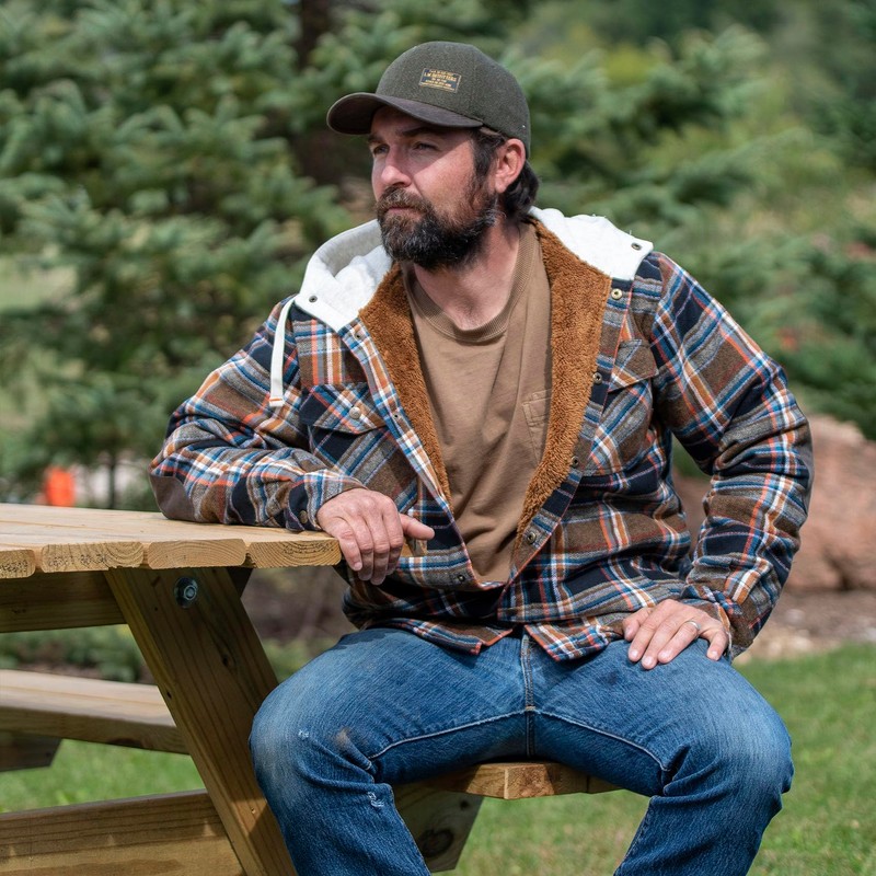 Legendary Whitetails Men's Camp Night Berber Lined Hooded Flannel Shirt