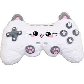 moodrush® Controller Cat Gamepad Cat Gaming Plush Toy Cuddly Toy Game Soft Toy Kawaii Video Game Cushion Kitty Neck Pillow Fluffy Washable Approx. 45 cm