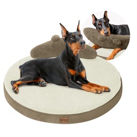 Large Dog Bed Orthopedic Dog Beds for Jumbo Large Dogs with Washable Removable Cover Waterproof Pet Beds with Pillow-Beige and Light Coffee