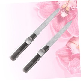 FOMIYES 2pcs Stainless Steel Nail File Professional Manicure Tools Double-sided Buffing Polishing Block