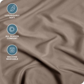 Bare Home Fitted Bottom Sheet Full XL Size - Premium 1800 Microfiber - Ultra-Soft Hotel Luxury - Deep Pocket - Durable and Long Lasting - Fitted Sheet (Full XL, Taupe)