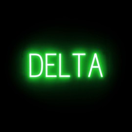 SpellBrite DELTA Sign | Smoke Shop-Related LED Sign with Green Neon Look | 20.1" x 6.3"
