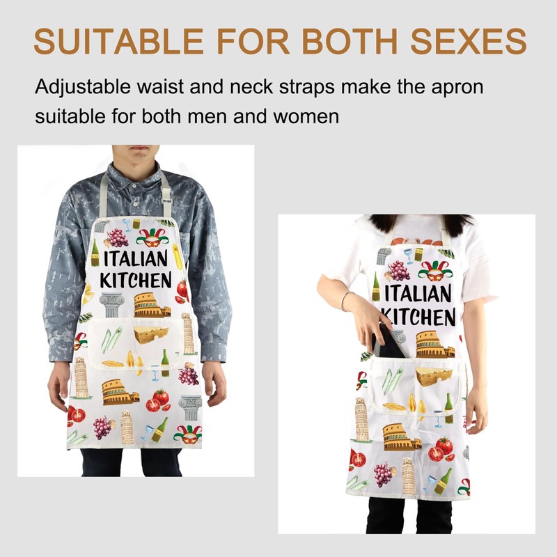 LEVLO Italian Cooking Apron - Multicolour Bib Style - Unisex-Adults