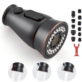 TIORIY Kitchen Sink Faucet Spray Head Replacement with 15 Adapters, Pull Down Kitchen Faucet Replacement Head, 3 Function Pull Out Kitchen Faucet Spray Nozzle, Oil Rubbed Bronze