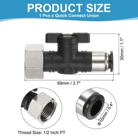 PATIKIL Pneumatic Ball Valve 3/8" OD x 1/2" PT Female Thread, Push to Connect Fittings Ball Valve Air Flow Control Valve Hose Fittings Straight Quick Connect Union for Compressed Hydraulic