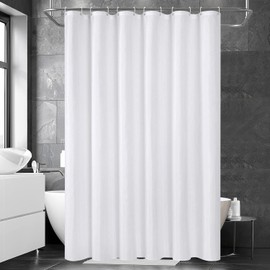 UFRIDAY White Extra Long Shower Curtain 84 inches Long,Washable Fabric Shower Curtain Liner with Hooks Hotel Bathroom Curtains Shower Set