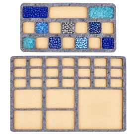 BENECREAT 2Pcs Felt Bead Design Board, Gray Felt Beading Mat, Bead Tray with Grids DIY Beading Pads for Art Crafts Jewelry Making Beading Supplies, 8mm Thick