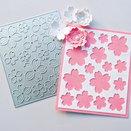 DIYOLOGY Cherry Flowers Metal Cutting Dies - 4 Sizes in 1 Die Set (16pcs per Cut) for Card Making - Craft Die Cutter for Scrapbook Wedding Party Album Paper Crafts Decor