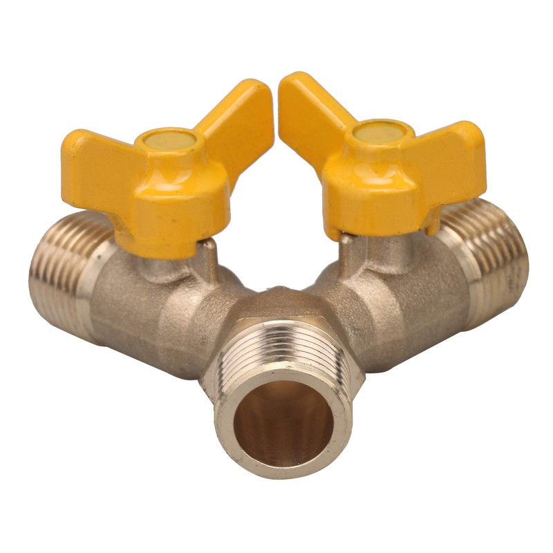 Bstinay Dual Shut-off Controls Valve Y Connector 3-Way Metal Splitter
