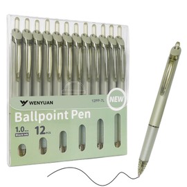 WY WENYUAN Retractable Ballpoint Pens 1.0mm Black Ink - Quick-Drying Lightweight Pens for Smooth Writing, Office & School Supplies (Medium/Fine Point)