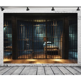 Loccor Prison Backdrop 10x8ft Fabric Jail Cell Backdrop Forbidden Room Photography Background Murder Mystery Party Mugshot Crime Theme Party Birthday Events Decorations YouTube Video Photo Booth Props