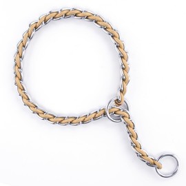 TSPRO Stainless Steel Heavy Duty Metal Dog Collar, Adjustable and Durable Pet Collar for Medium to Large Dogs, Ideal for Walking and Training (Gold, 4MM*20.5-23 Inches)